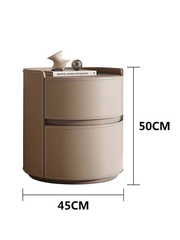 Dedukeeper Creative Extremely Malded Saddle Leather Round Simple Modern Small bedroom new 2024 rock plate light luxury