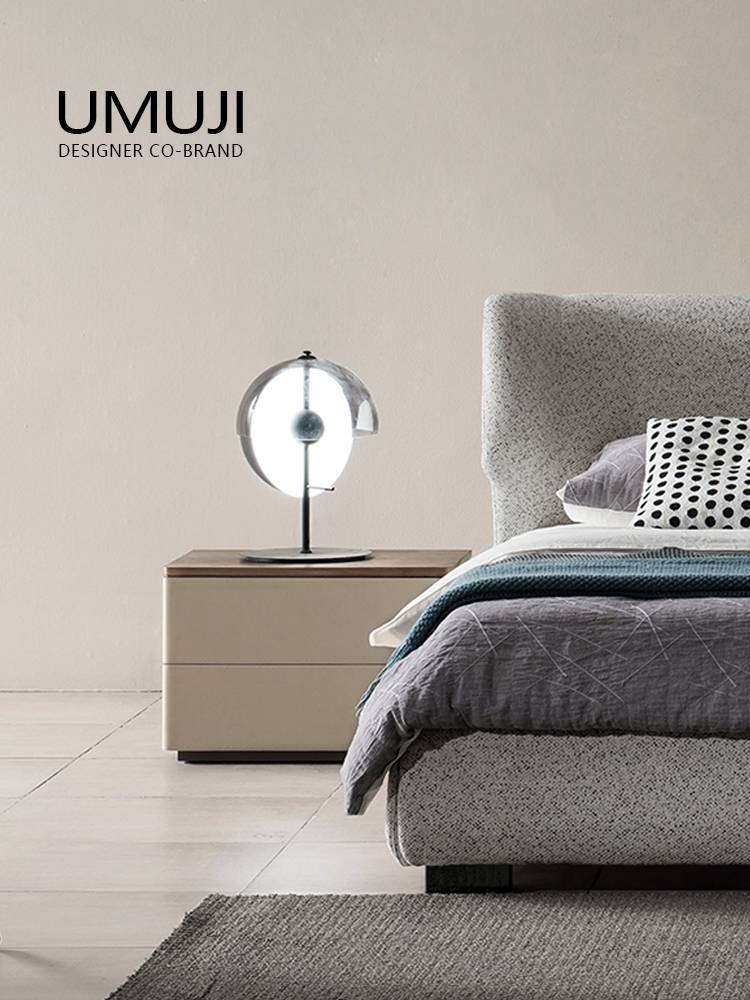 UMUJI Italian bedside cabinet home high -end saddle leather modern minimalist bedroom designer Hao Tao color storage cabinet