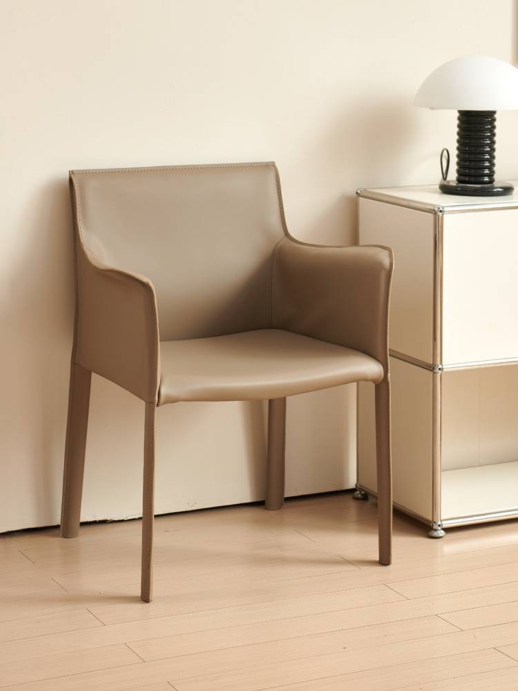 Nordic light luxury saddle dining chair home handrail chair desk back stool designer dining table and chair