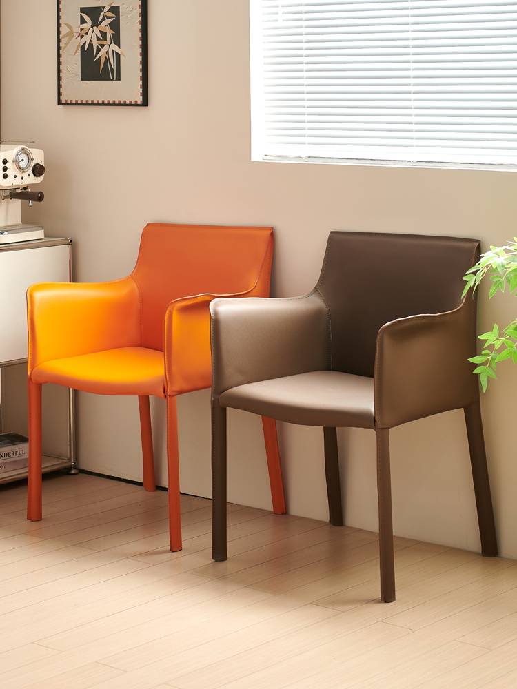 Nordic light luxury saddle dining chair home handrail chair desk back stool designer dining table and chair