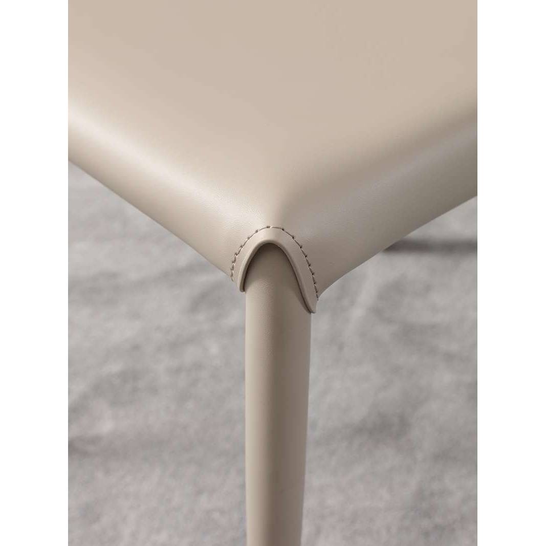 Italian light luxury saddle leather dining chair Modern minimalist small apartment home back stool cream designer chair