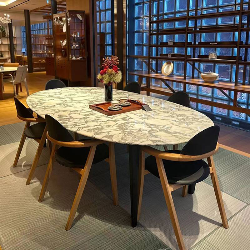 Nordic Emisha dining chair, saddling leather handrail home solid wood tea table master chair desk chair mid -chair office chair