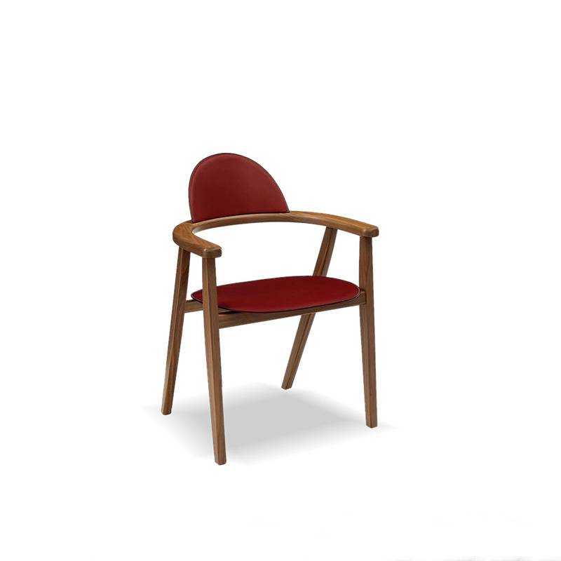Nordic Emisha dining chair, saddling leather handrail home solid wood tea table master chair desk chair mid -chair office chair