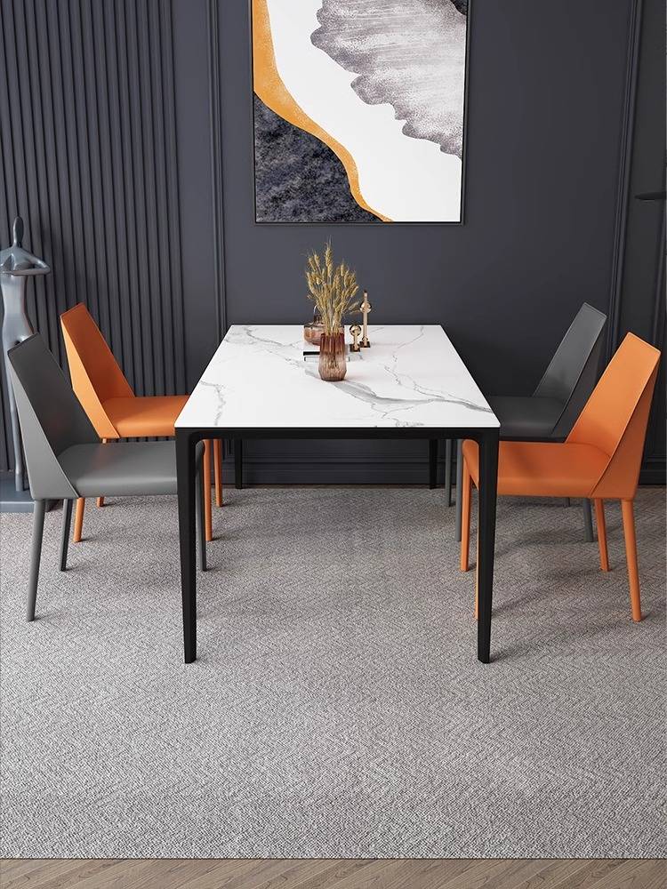 Italian minimalist saddle leather dining chair Modern simple book chair home dining table back designer light luxury chair durable