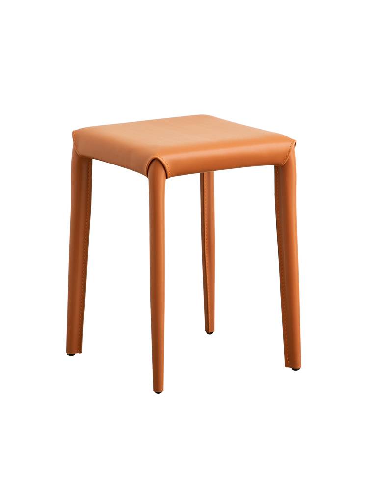 Italian Light luxury saddle leather stool designer dressing table makeup stool can stack home restaurants simple food stool