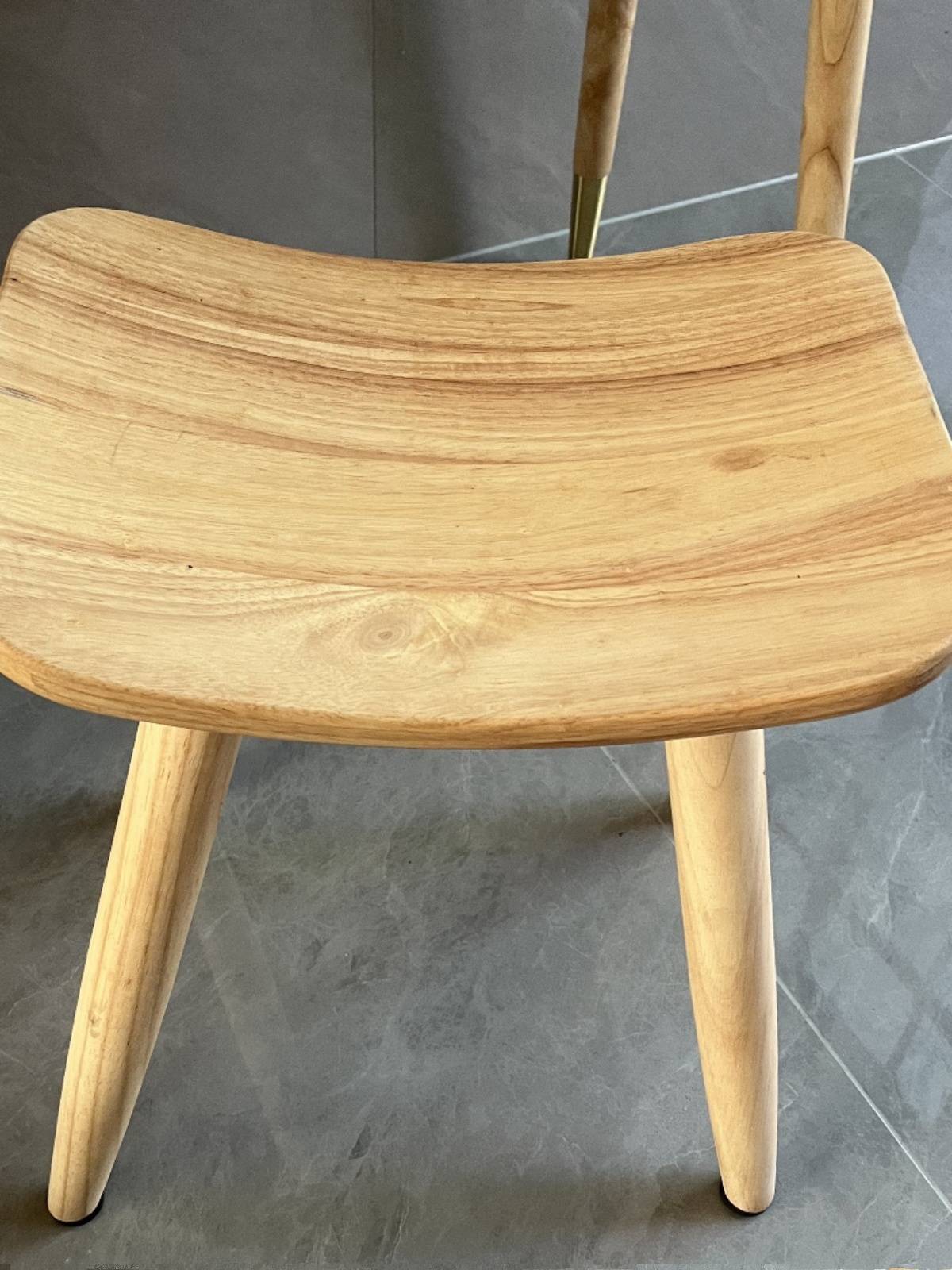 Simple stool saddle stool full wooden food stool concave surface 45cm high ingot 35 cm home stool children to change shoes stool