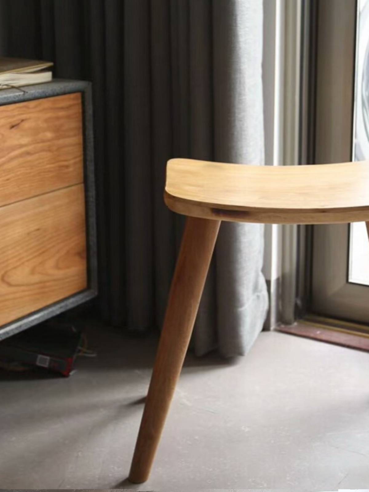 Simple stool saddle stool full wooden food stool concave surface 45cm high ingot 35 cm home stool children to change shoes stool