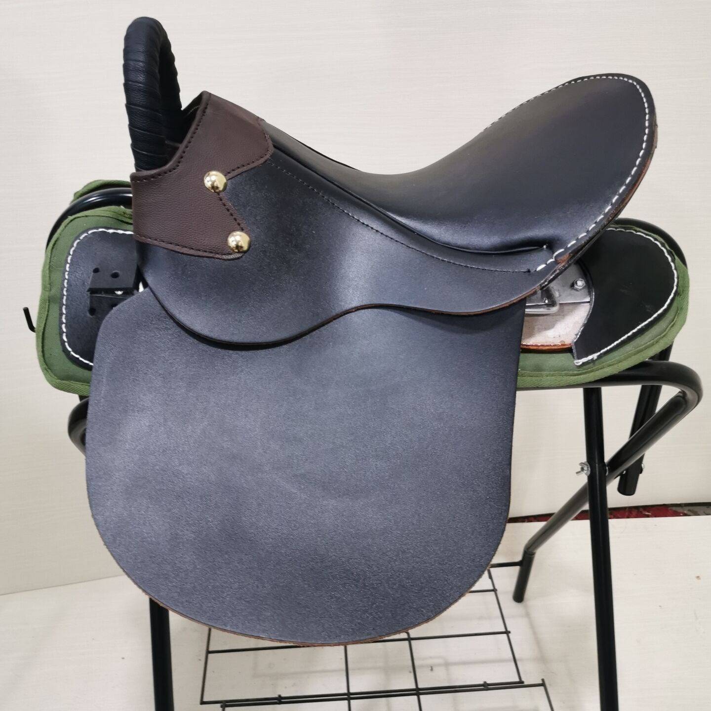 Black, all-skinned, naked saddles