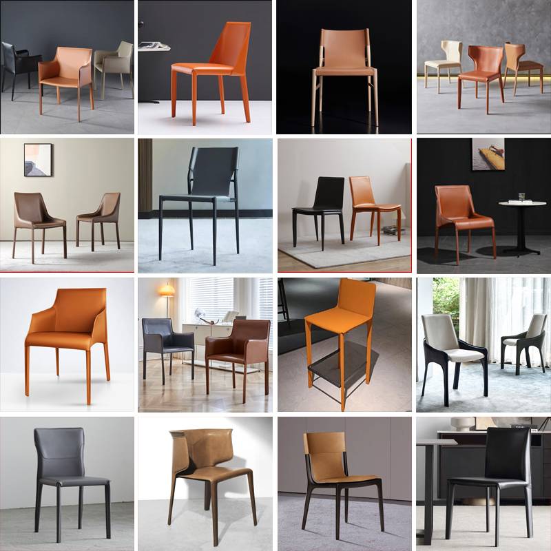 Italian minimalist dining chair household modern minimalist designer restaurant chair light luxury high -end back horse saddle chair