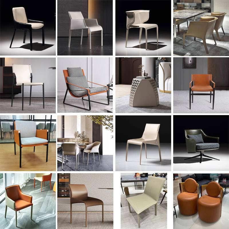 Italian minimalist dining chair household modern minimalist designer restaurant chair light luxury high -end back horse saddle chair