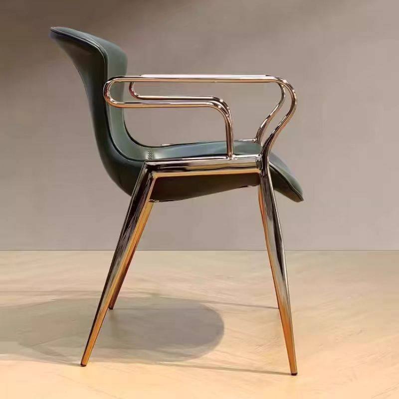 Italian modern minimalist dining chair home simple modern saddling leather small apartment hotel restaurant armrest back