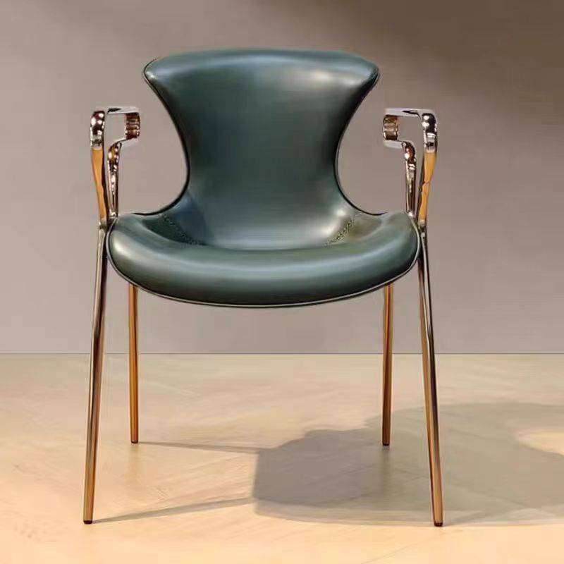 Italian modern minimalist dining chair home simple modern saddling leather small apartment hotel restaurant armrest back