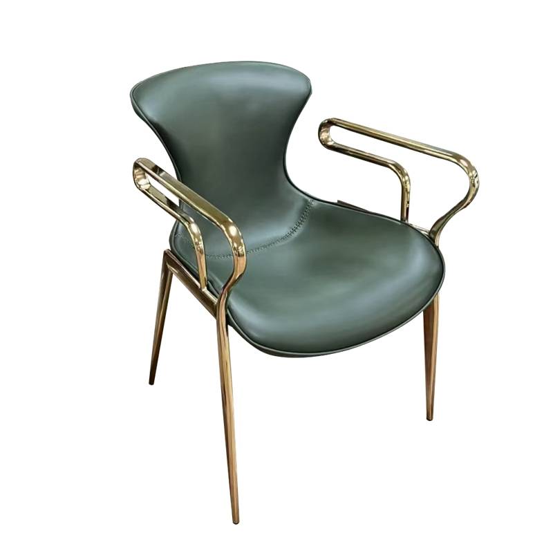 Italian modern minimalist dining chair home simple modern saddling leather small apartment hotel restaurant armrest back
