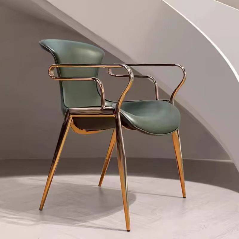 Green saddles with rose gold legs