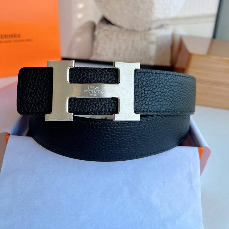 Hermes/Hermes Belt Men's Classic Word H Works Dipper Double -sided leather belt