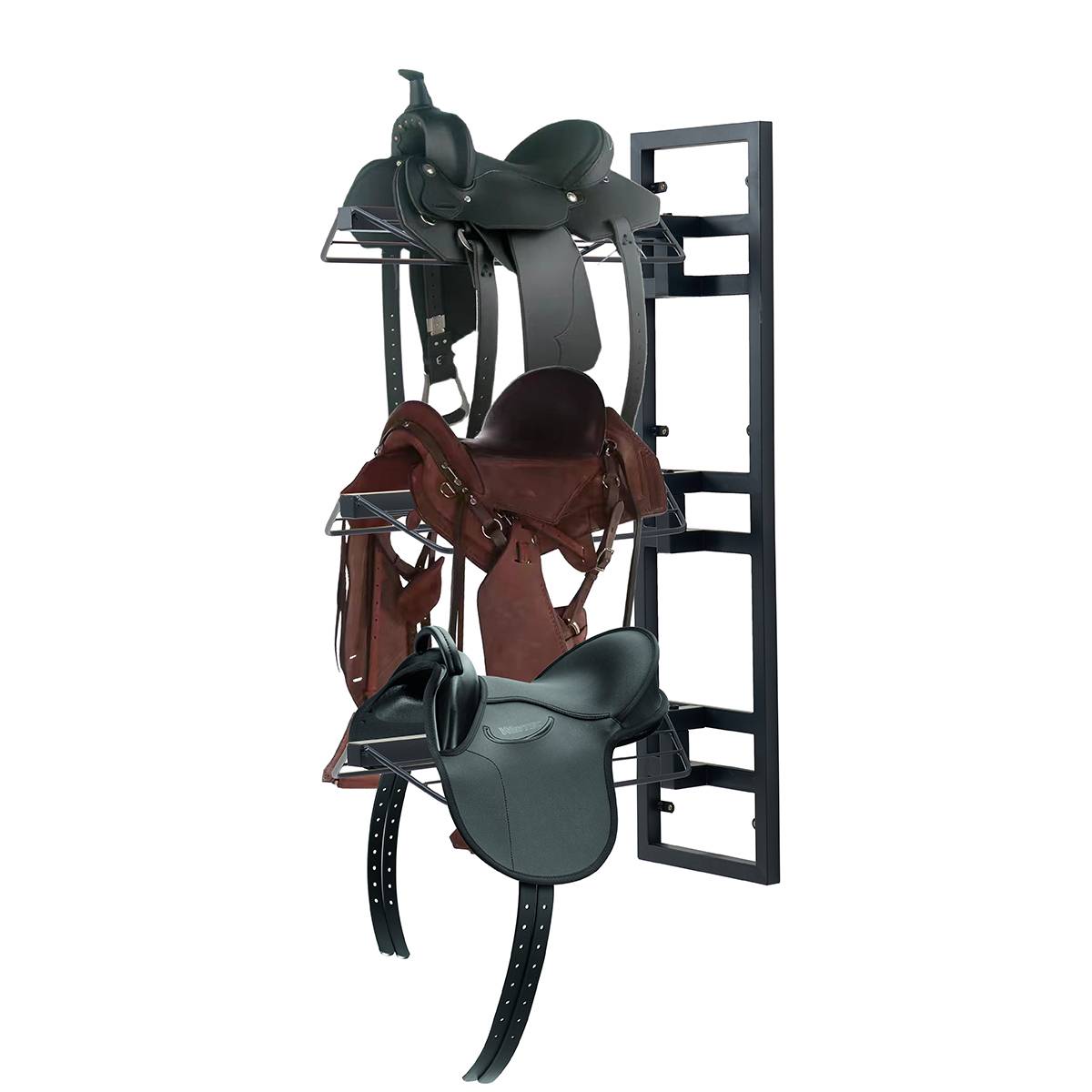 The saddle shelf on the wall, a horsepower horses, multi -layer rack ride -rolling supplies display racks on the wall bracket storage rack