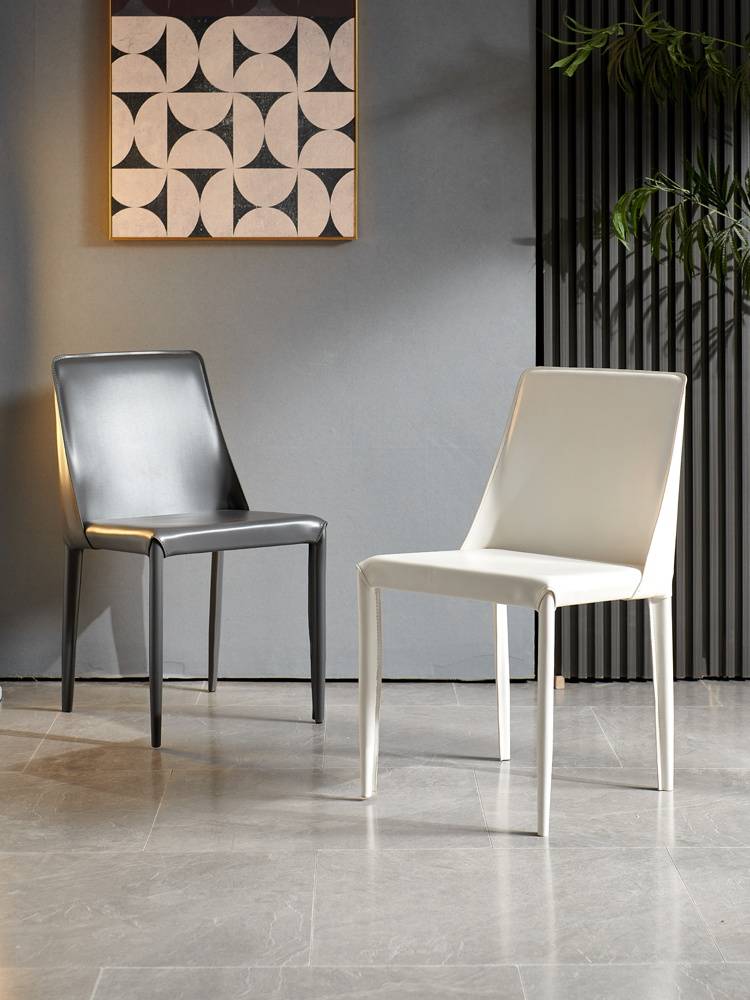 Nordic saddle leather dining chair Simple modern dining table and chair home light luxury net red back stool Italian desk