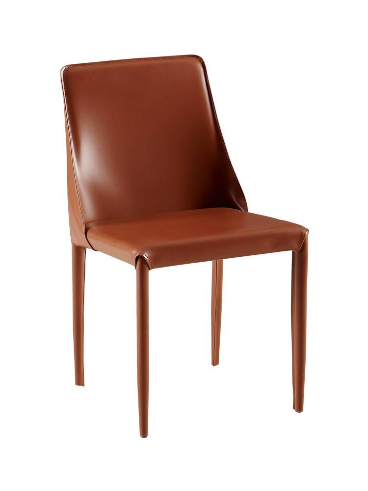 Nordic saddle leather dining chair Simple modern dining table and chair home light luxury net red back stool Italian desk