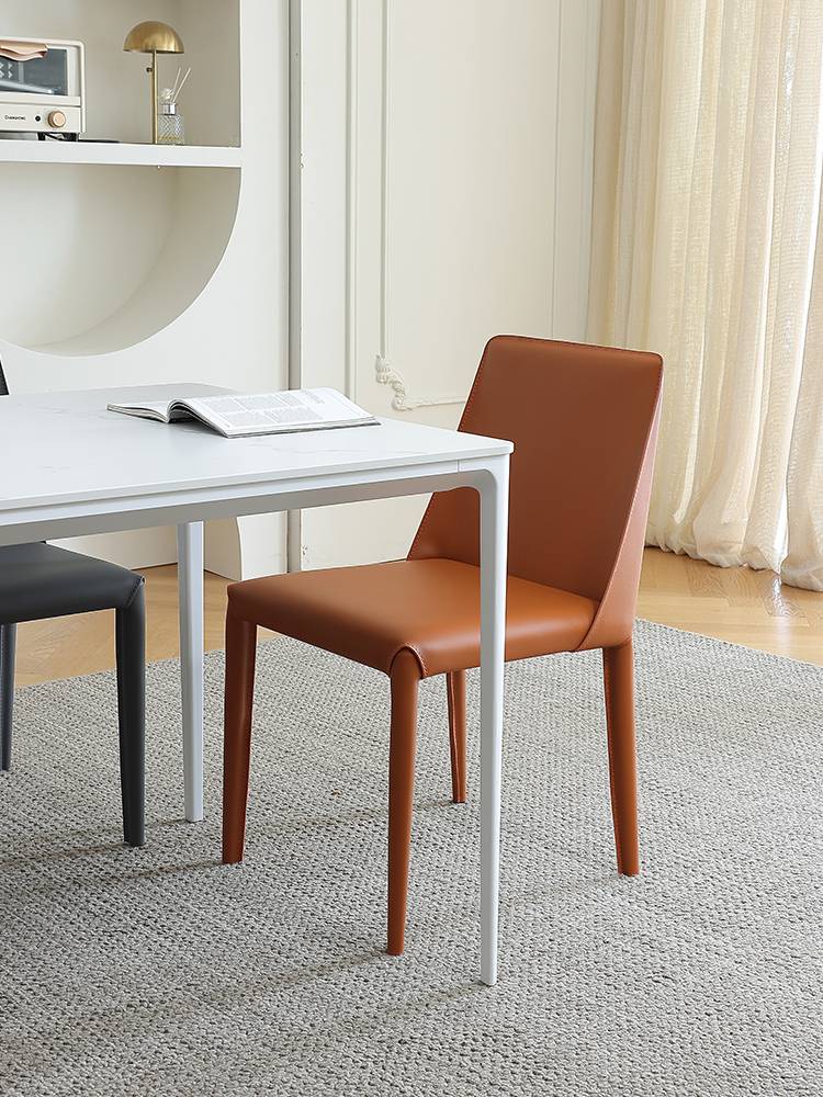 French creamy saddling saddling dining chair home modern minimalist back dining table and chair designer high -end restaurant stool