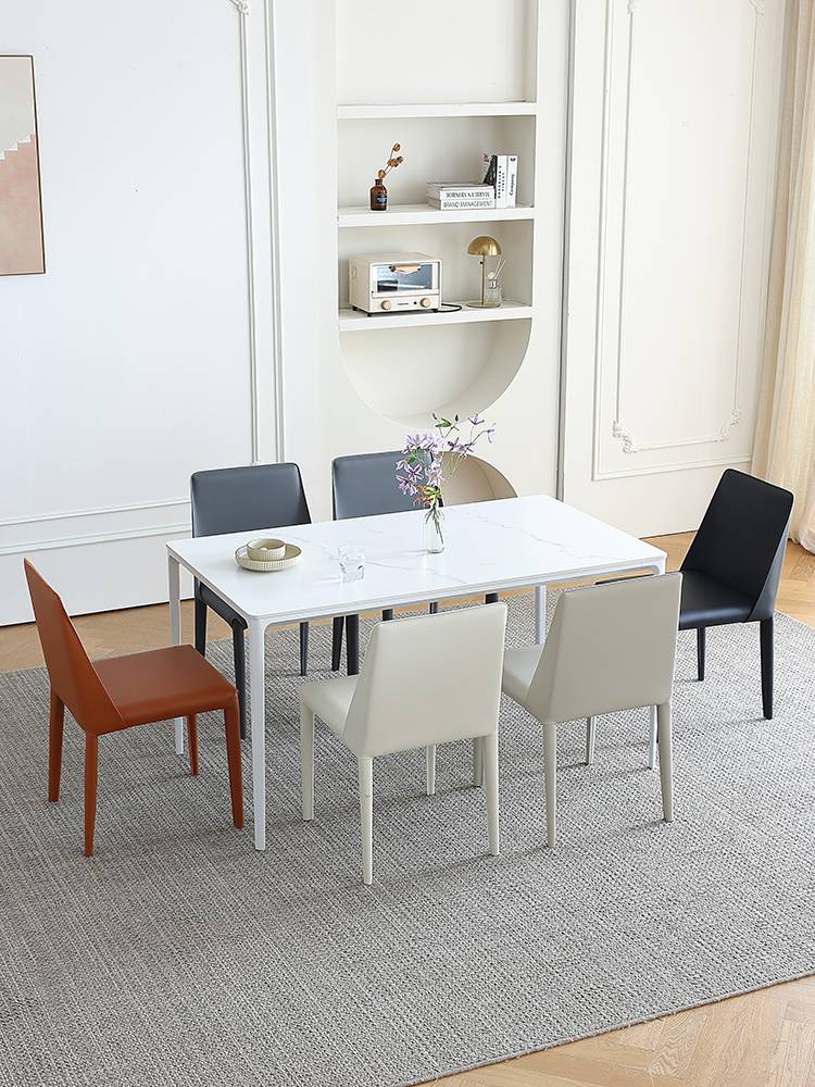 French creamy saddling saddling dining chair home modern minimalist back dining table and chair designer high -end restaurant stool
