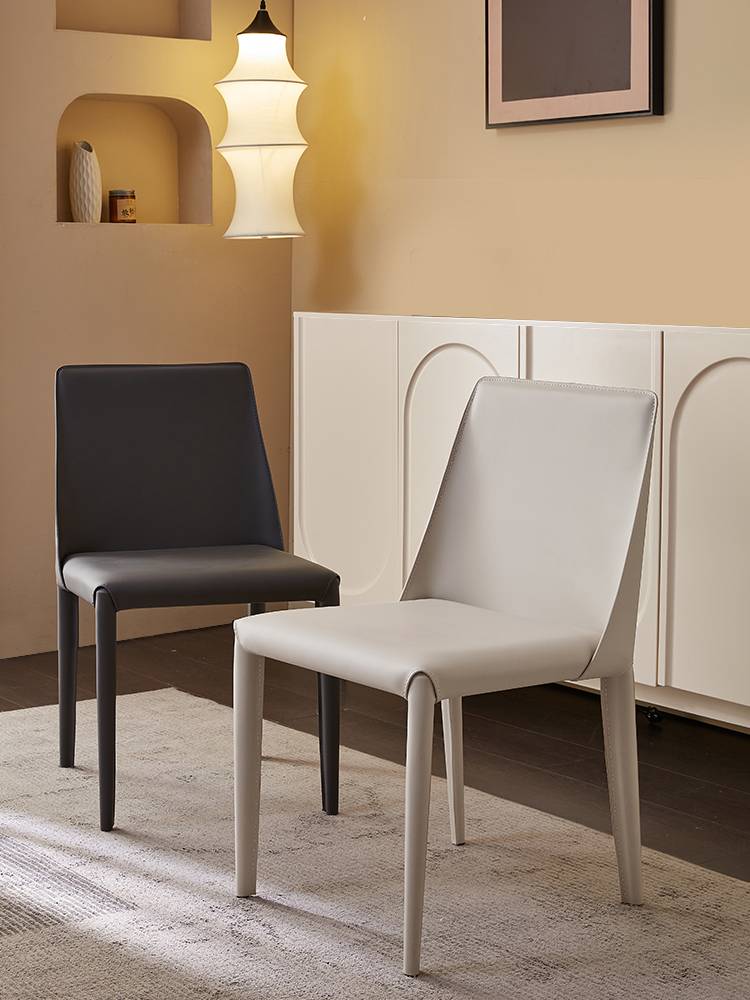 French creamy saddling saddling dining chair home modern minimalist back dining table and chair designer high -end restaurant stool