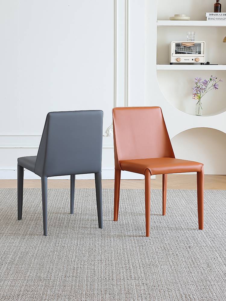 French creamy saddling saddling dining chair home modern minimalist back dining table and chair designer high -end restaurant stool