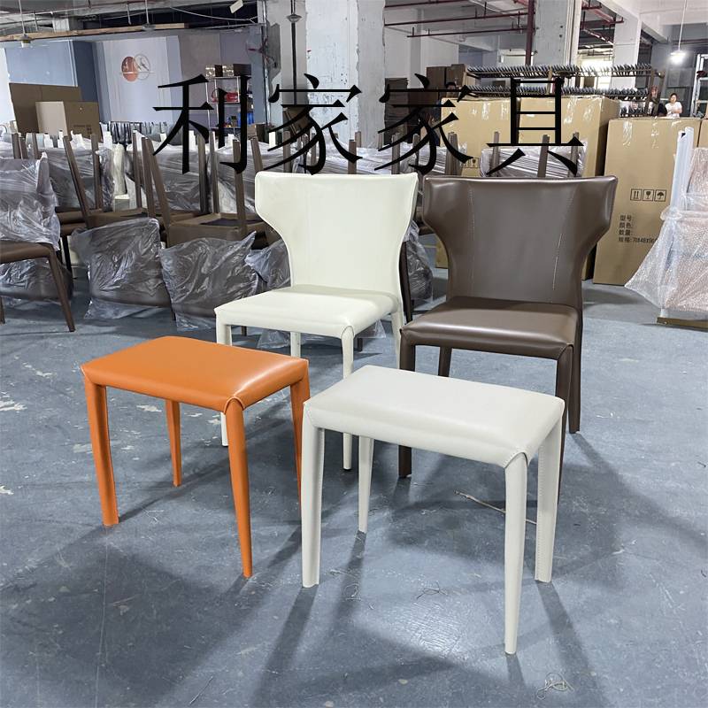 Modern simplicity saddle leather small rectangular stool dining chair dressing table chair, household hotel bench, small stool small stack