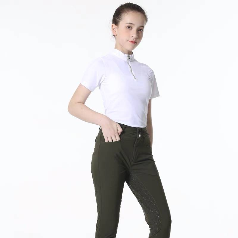 Summer Children's ultra -thin breathable fast -drying T -shirt horse riding short -sleeved racecar Equeliae equipment top Polo