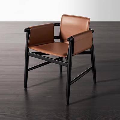 High-end home with a 2024 simplistic designer chair, a non-Nordian saddle-skin-orientated wooden leisure chair