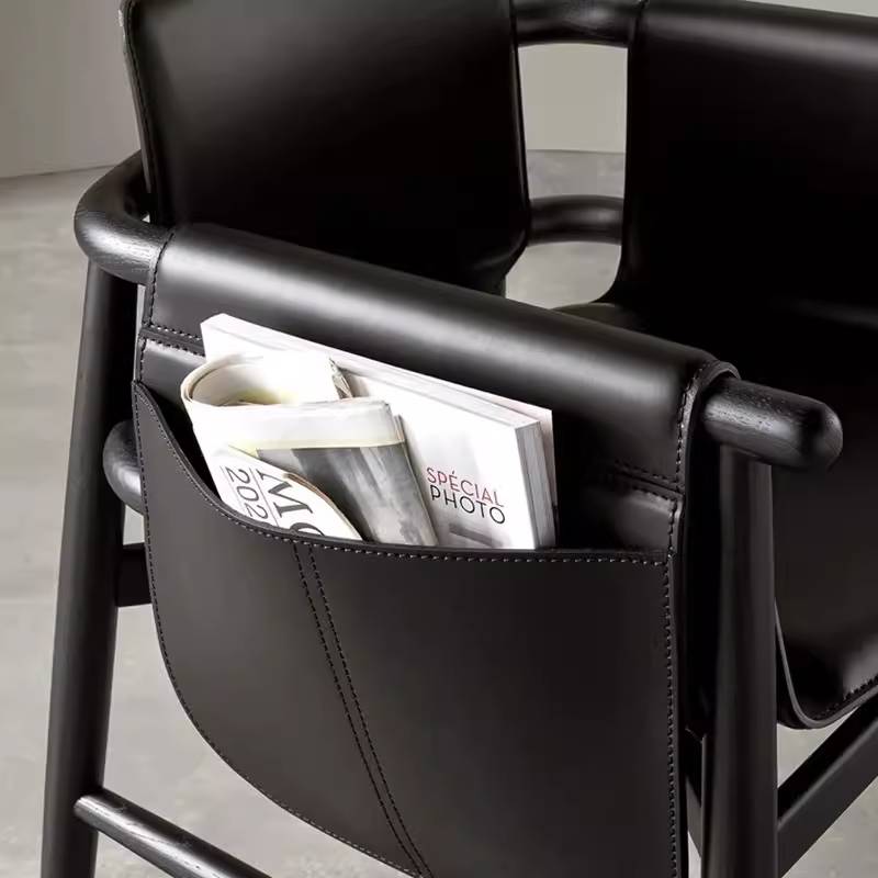 High-end home with a 2024 simplistic designer chair, a non-Nordian saddle-skin-orientated wooden leisure chair