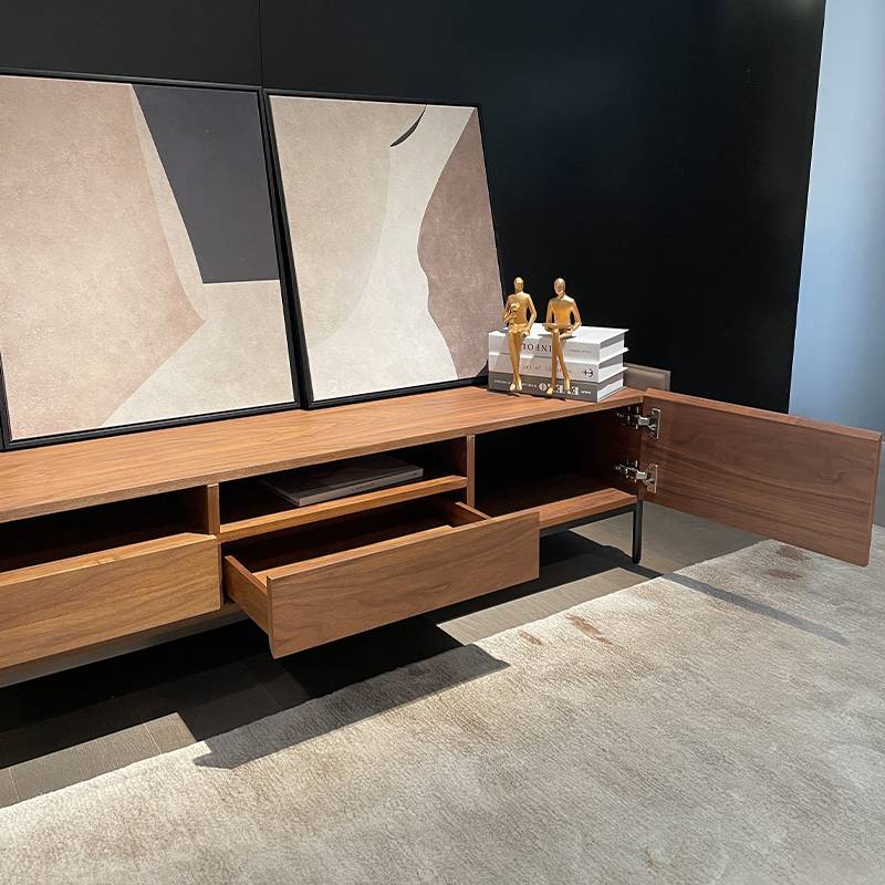 ASTON MARTIN Saddle Leather TV Cabinet Designer Small Unit's Minimal Wind Cabinet Cabinet Cabinet Wood Cabinet