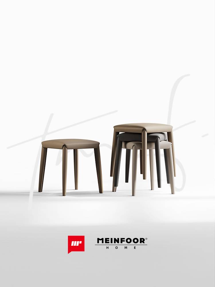 Internet celebrity INS wind stool household simple designer saddle leather square stool can stack the table stool creamy wind