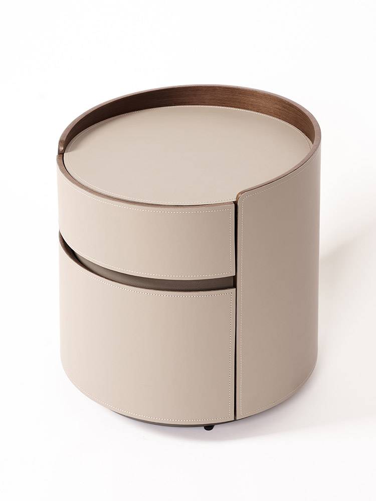 Simple minimalist LTALIAN designer saddles round bedside bedroom bedroom high -end storage storage bedside cabinet