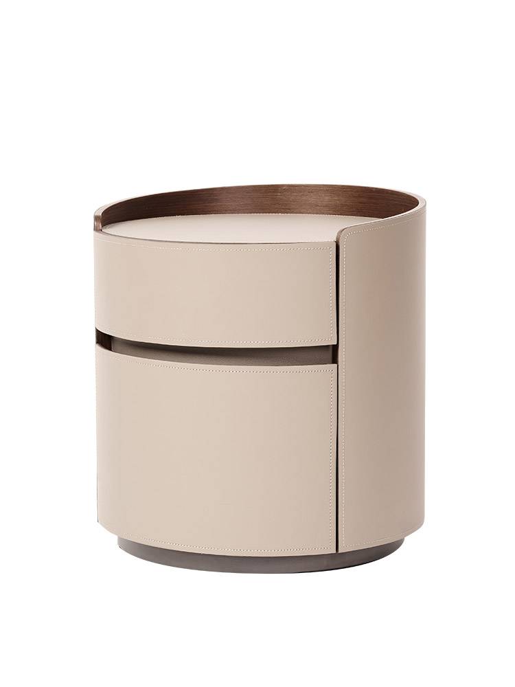 Simple minimalist LTALIAN designer saddles round bedside bedroom bedroom high -end storage storage bedside cabinet