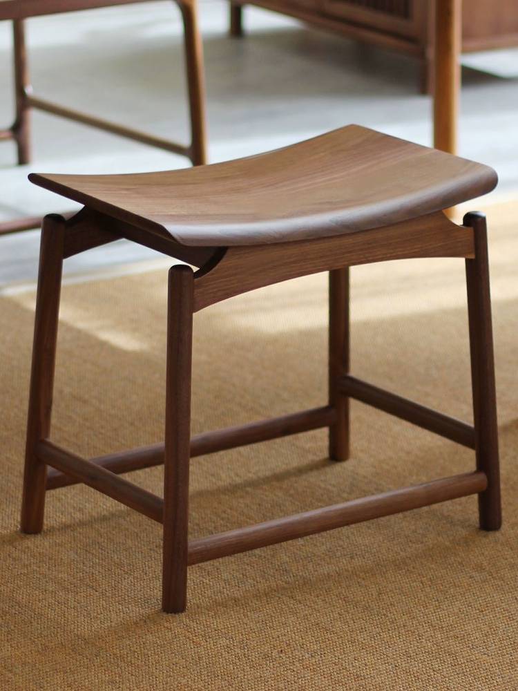 Solid wood stool home wooden benchmill stool Chinese old elm saddle makeup stool ingot shoe stool dining table stool