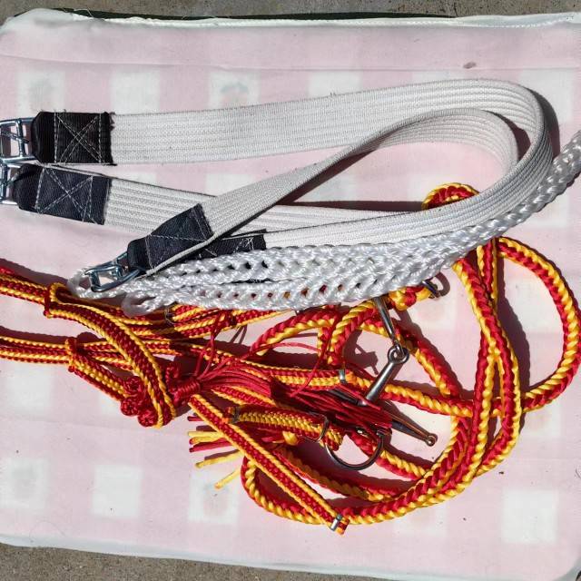 A horse's saddle is stainless, steel skeletal prop is a sports exterior horse