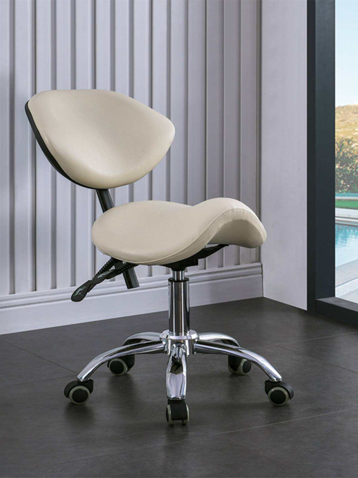A SADDLE CHAIR, A DENTAL CHAIR, A DENTAL SEAT, A NURSE CHAIR, A SUPER-DOCTOR, A HAIRDRESSER AND A STOOL EMBROIDERY