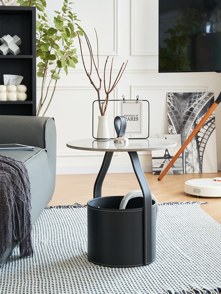 Italian mobile saddle leather storage sofa coffee table storage corner a few light luxury bedside cabinets creative hand with small edges