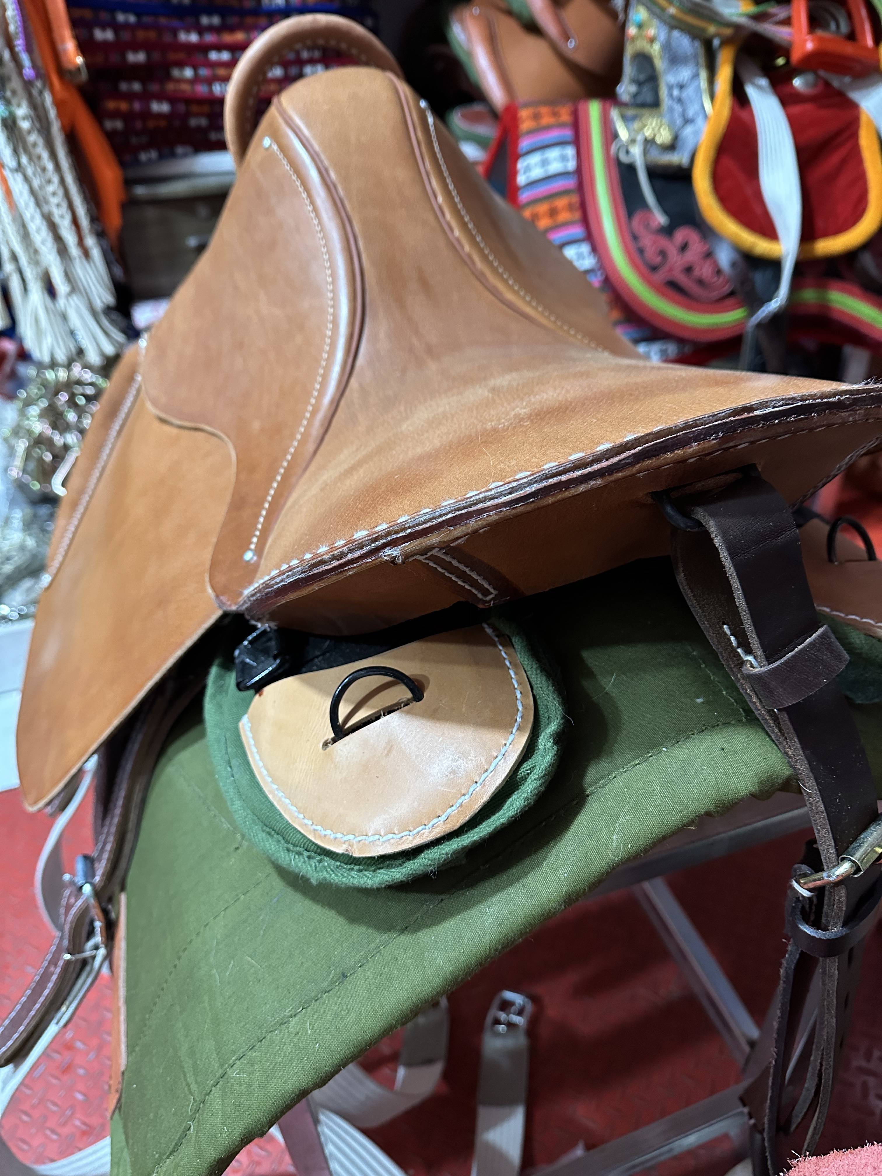 All of the cow-skin parts of the horse's horse's graft are sorely screeched with old army saddles