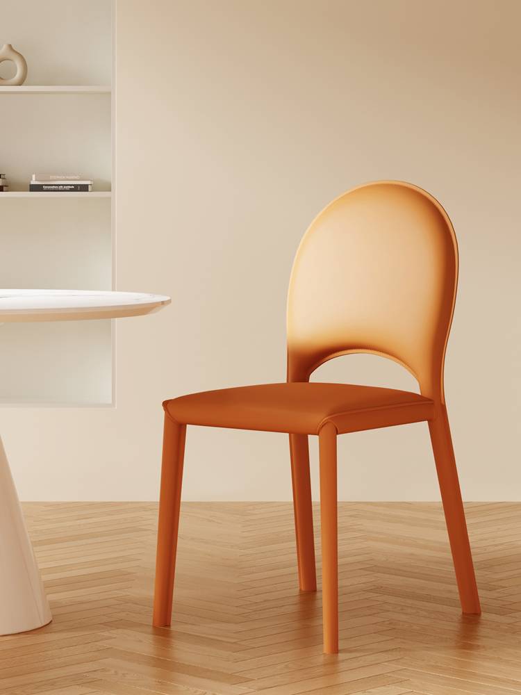 Creamy Family Dining Chair Italian Hotel Restaurant restaurant restaurant Simple saddle leather chair nail stool dressing chair