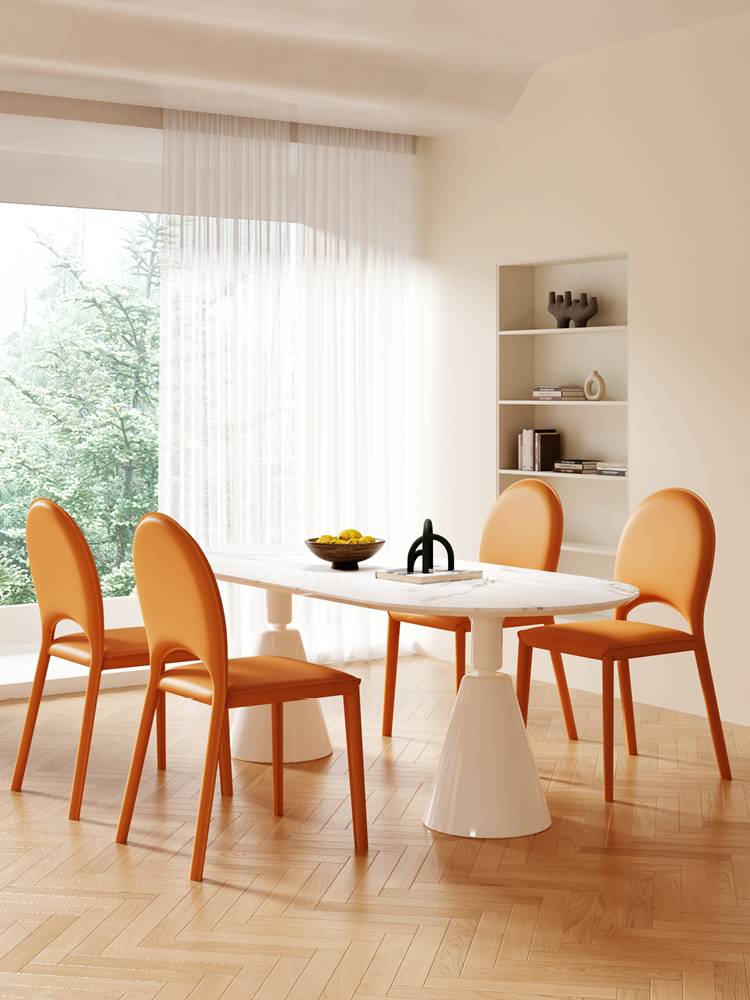 Creamy Family Dining Chair Italian Hotel Restaurant restaurant restaurant Simple saddle leather chair nail stool dressing chair