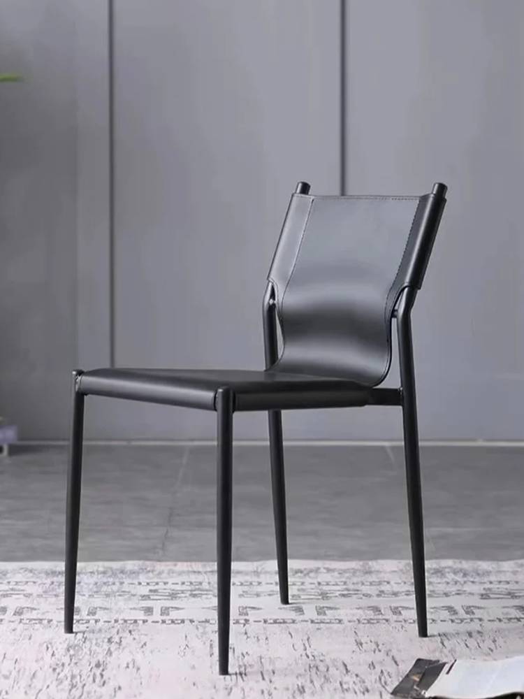 Eisenlang special dining chair family intention -based minimalist saddle leather chair designer designer back stool restaurant can stack dining tables and chairs