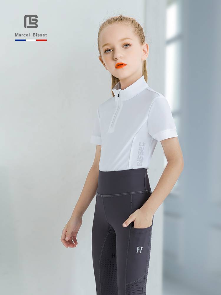 Children's Equestrian T -shirt Equestrian Equestrian Clothing Children's Summer Men and Girls Riding Children's Equestrian Clothes 140