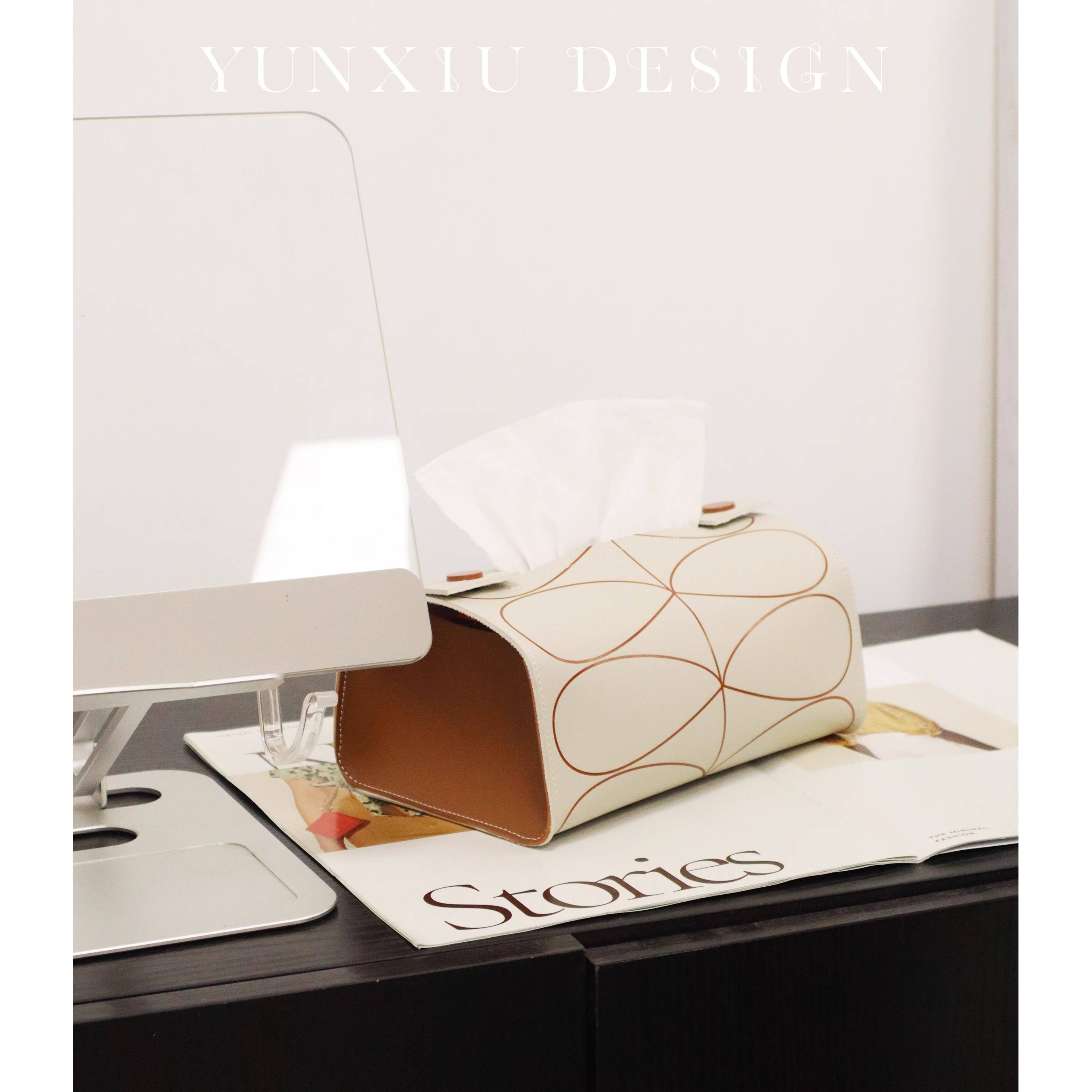 Original design saddling pimped brown series of high -end sensing paper box tea wood color medium -old paper towel decorative box simple