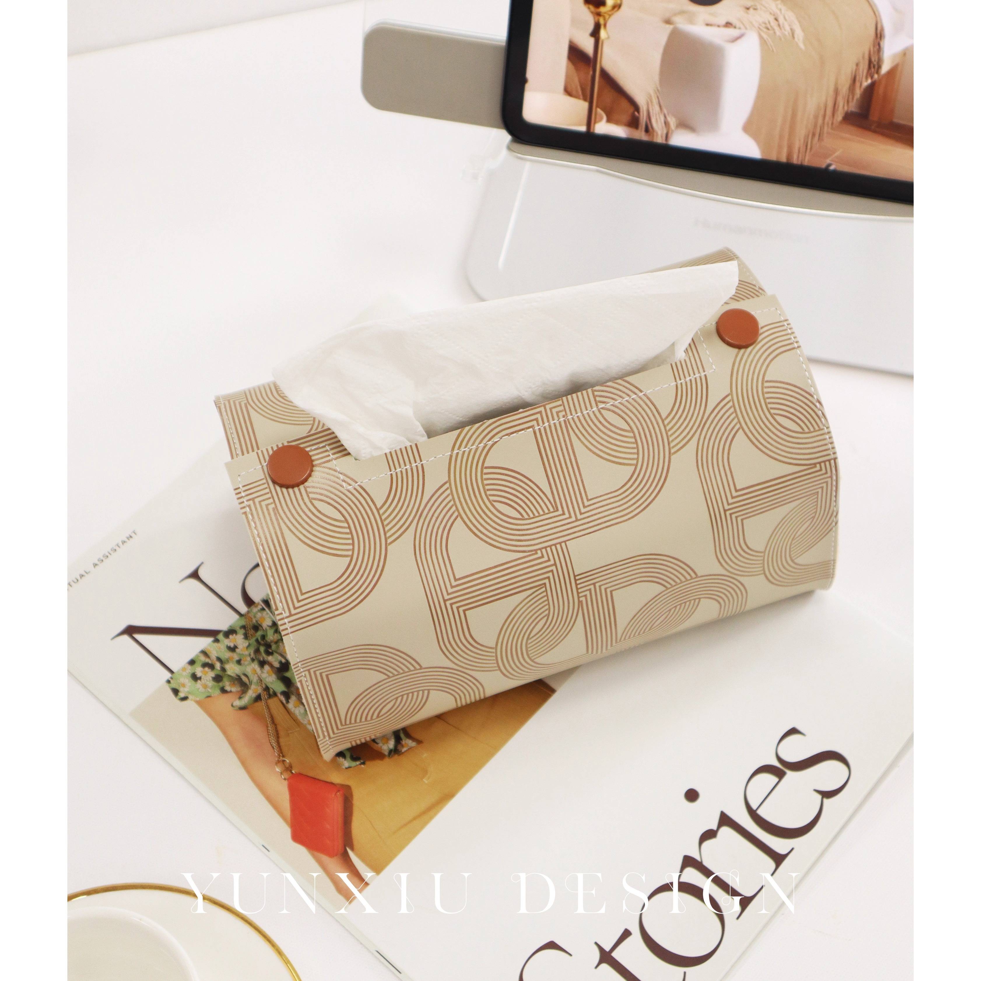 Original design saddling pimped brown series of high -end sensing paper box tea wood color medium -old paper towel decorative box simple