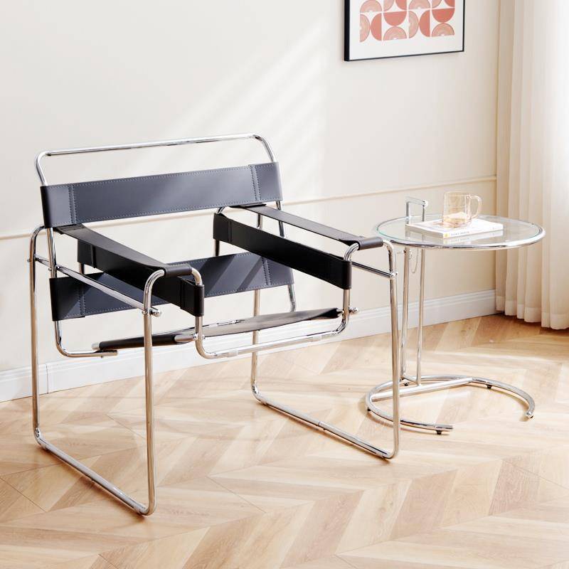 Vasili net red casual sofa chair Nordic single -person modern living room saddle leather lounge chair medium ancient style camera chair