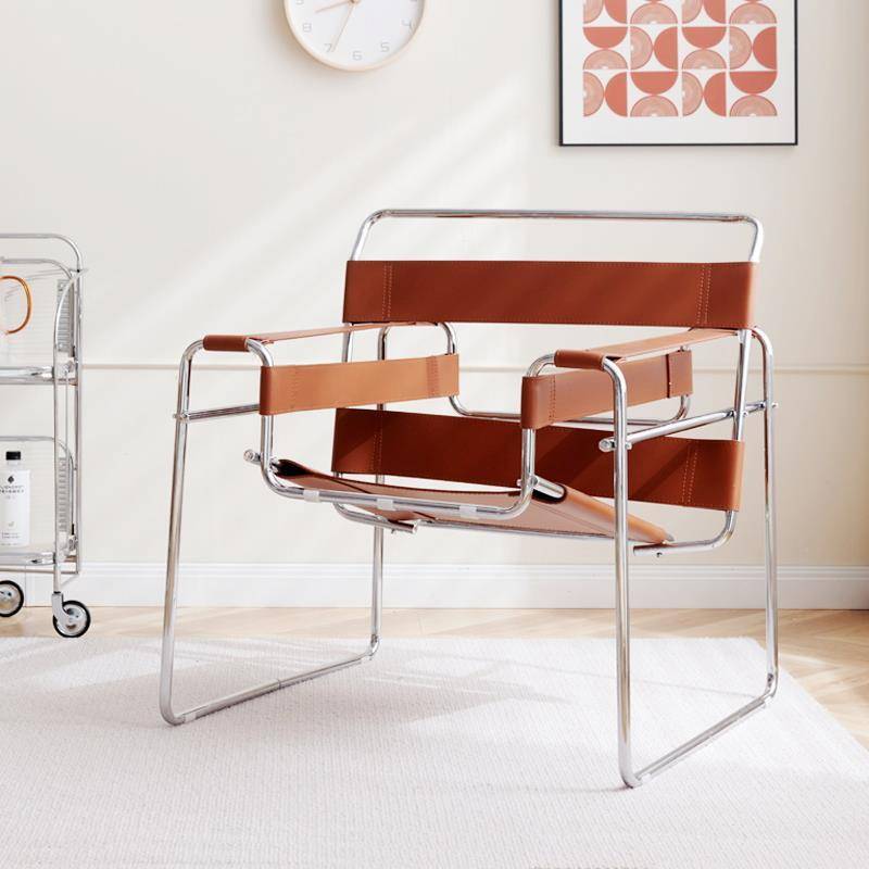Vasili net red casual sofa chair Nordic single -person modern living room saddle leather lounge chair medium ancient style camera chair