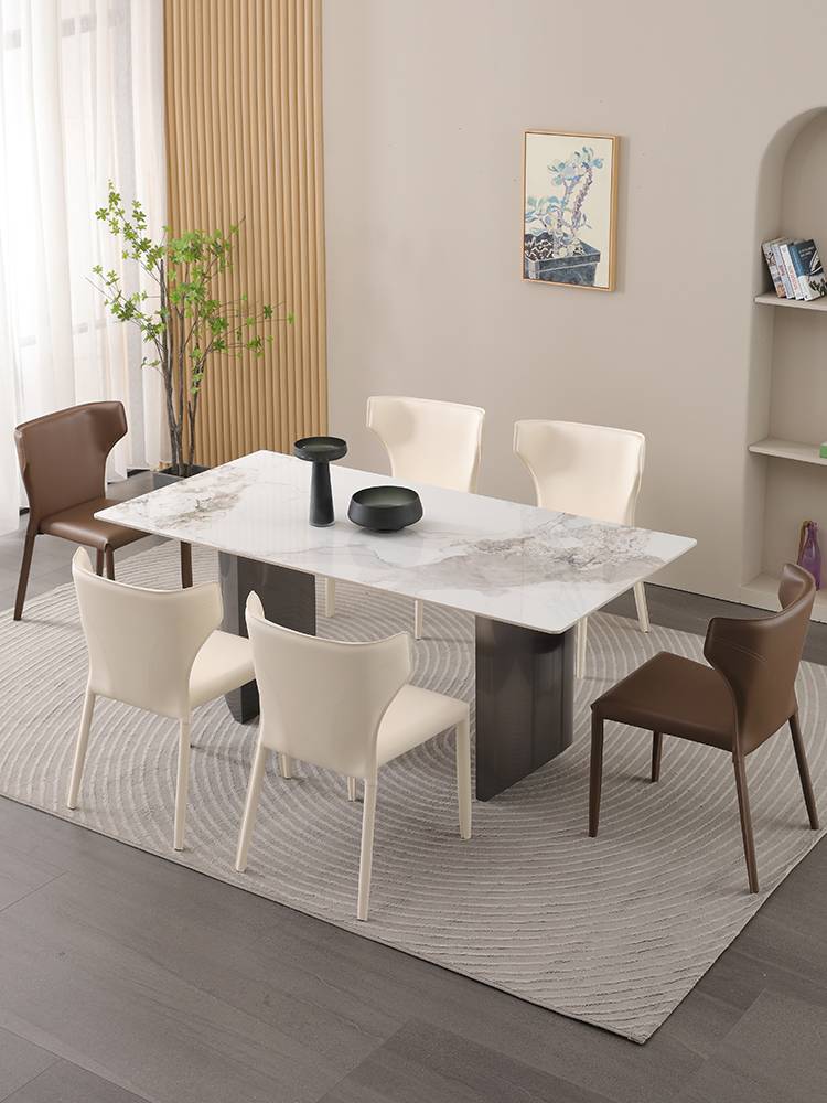 Middle -aged wind stacked dining chair, the intention -like restaurant stool light luxury high -end waist back horseback saddle cow horn chair