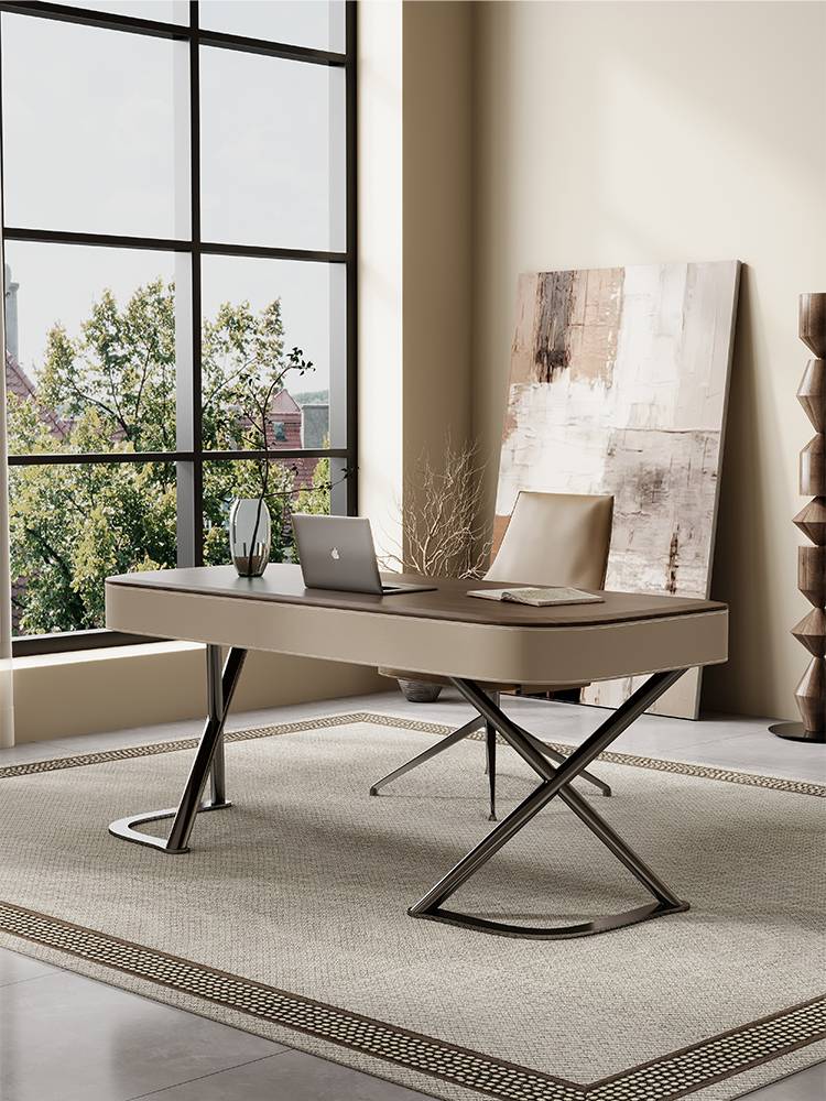 High-end wood desk for saddles, light and modern, home-based walnut-covered computer table for bedrooms