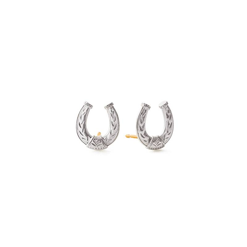 Japan purchasing nojess 20 autumn lucky horseshoe iron carving leaf pattern silver 10K gold earrings